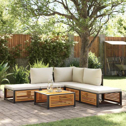 4-tlg. Garten-Sofagarnitur mit Kissen Massivholz Akazie
