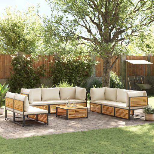 4-tlg. Garten-Sofagarnitur mit Kissen Massivholz Akazie