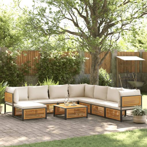 4-tlg. Garten-Sofagarnitur mit Kissen Massivholz Akazie