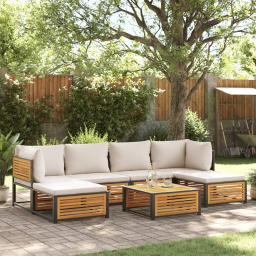 4-tlg. Garten-Sofagarnitur mit Kissen Massivholz Akazie