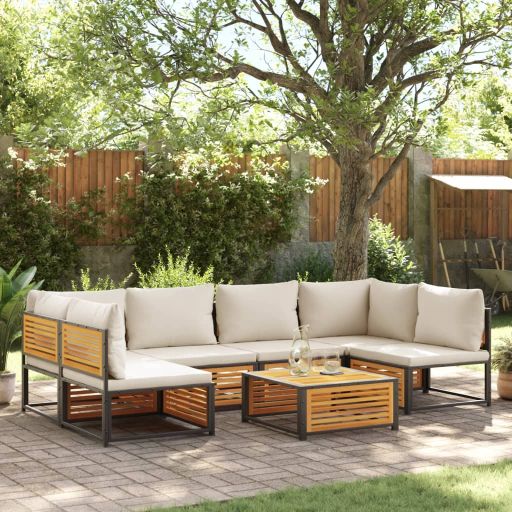 4-tlg. Garten-Sofagarnitur mit Kissen Massivholz Akazie