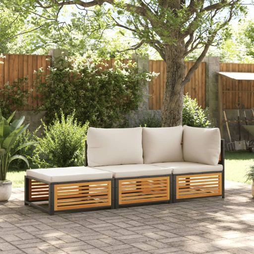 4-tlg. Garten-Sofagarnitur mit Kissen Massivholz Akazie