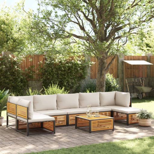 4-tlg. Garten-Sofagarnitur mit Kissen Massivholz Akazie