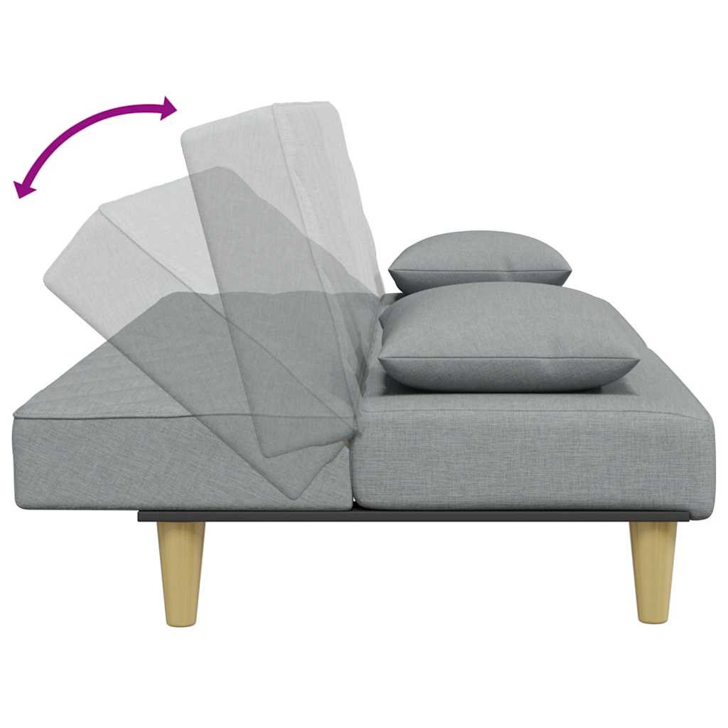 vidaXL Schlafsofa 2-Sitzer mit Kissen und Fußhocker Hellgrau Stoff
