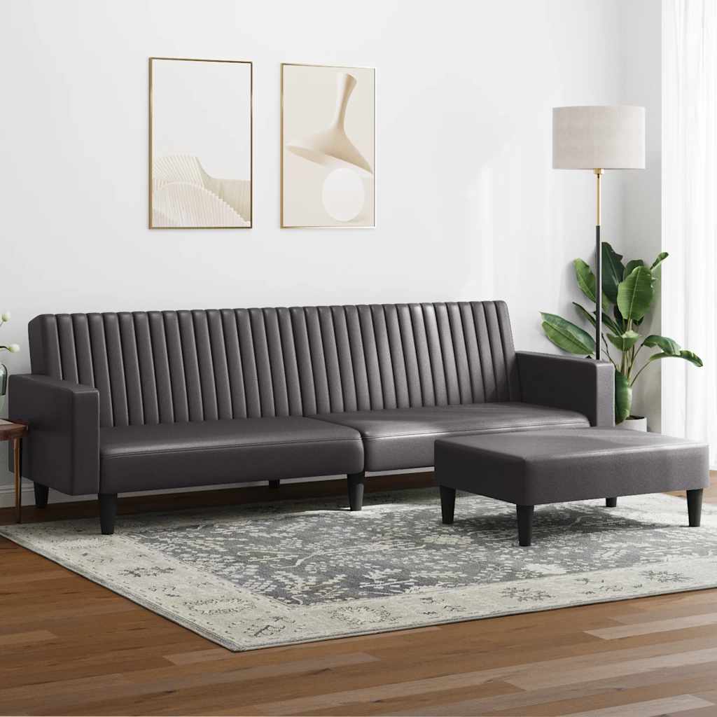 vidaXL 2-tlg. Sofagarnitur Schwarz Kunstleder