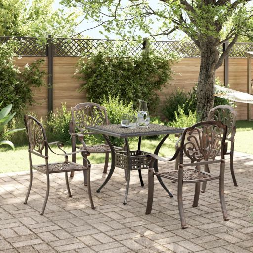 3-tlg. Bistro-Set Bronzen Aluminiumguss