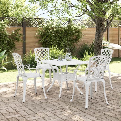 3-tlg. Bistro-Set Weiß Aluminiumguss