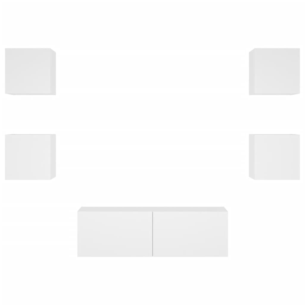 vidaXL 5-tlg. TV-Wohnwand mit LED-Leuchten Weiß