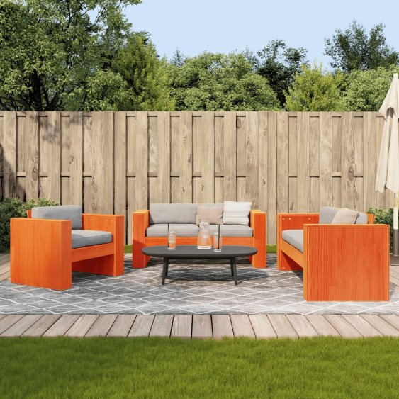 2-tlg. Garten-Lounge-Set Weiß Massivholz Kiefer
