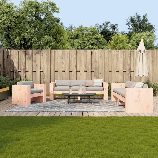 2-tlg. Garten-Lounge-Set Weiß Massivholz Kiefer