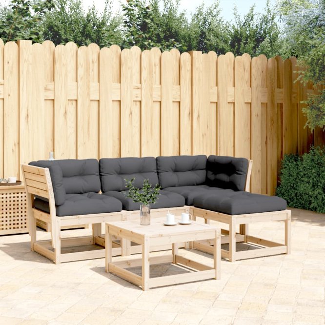 4-tlg. Garten-Lounge-Set Massivholz Kiefer