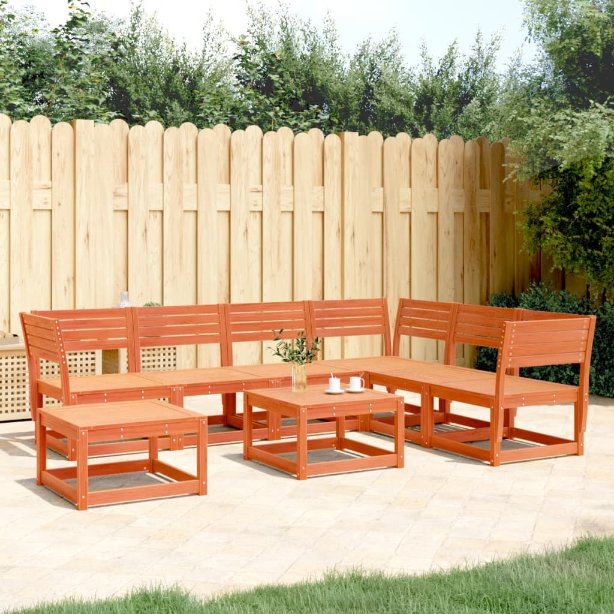 7-tlg. Garten-Lounge-Set Massivholz Kiefer