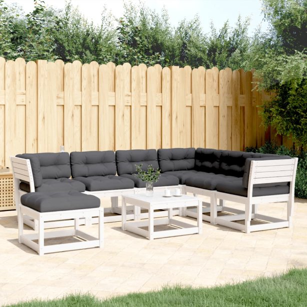 7-tlg. Garten-Lounge-Set mit Kissen Massivholz Kiefer