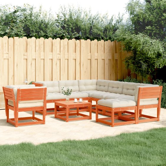 8-tlg. Garten-Lounge-Set mit Kissen Massivholz Kiefer