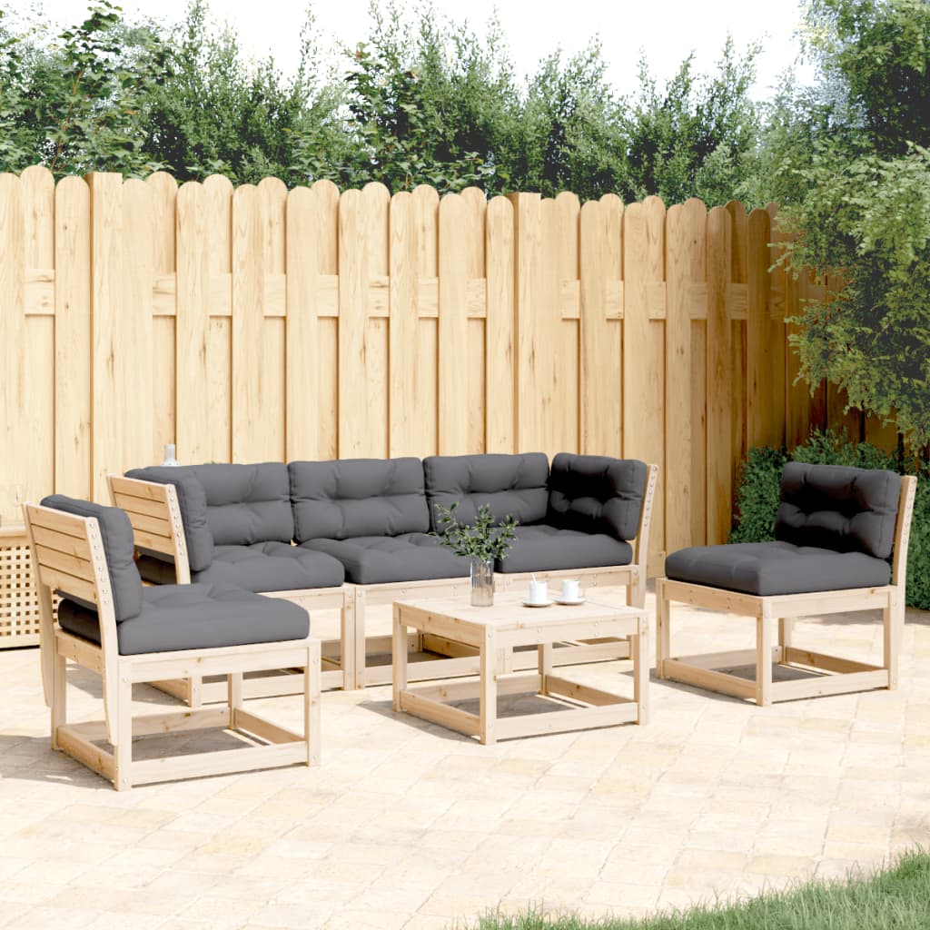 5-tlg. Garten-Sofagarnitur mit Kissen Massivholz Kiefer