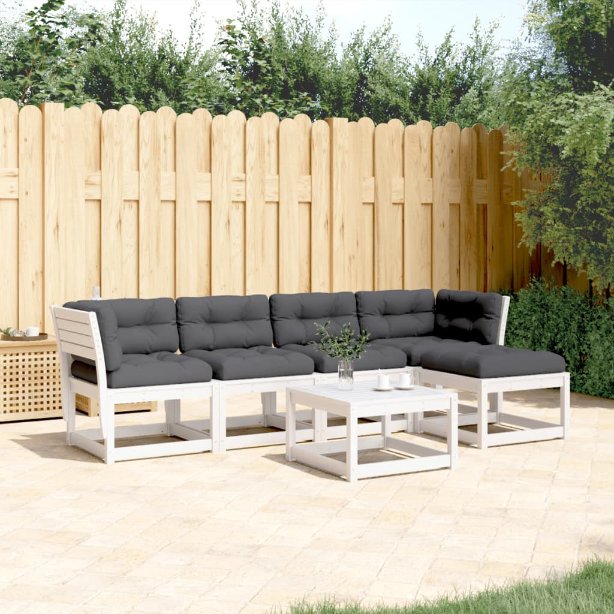 5-tlg. Garten-Sofagarnitur mit Kissen Massivholz Kiefer