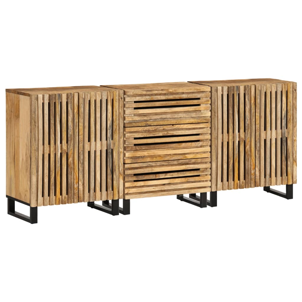 vidaXL Sideboard 3 Stk. 60x34x75 cm Raues Massivholz Mango