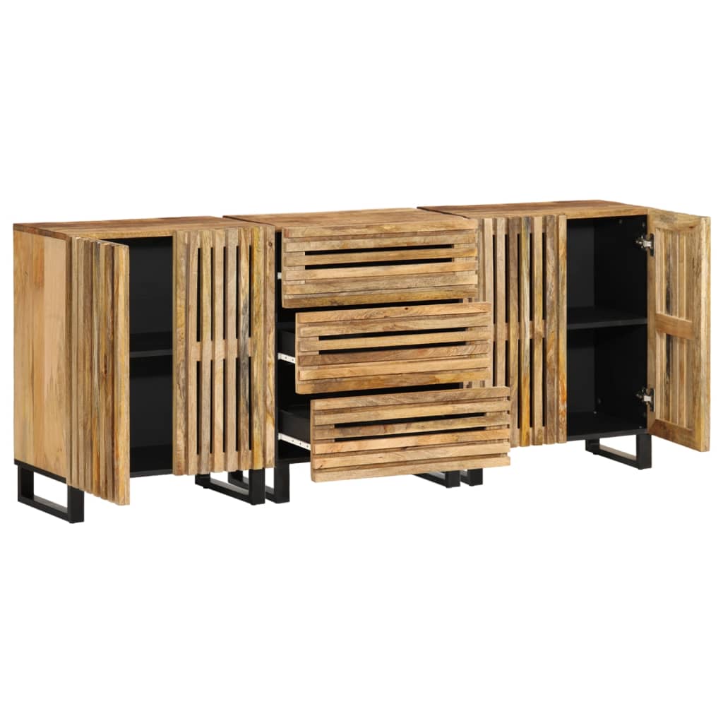vidaXL Sideboard 3 Stk. 60x34x75 cm Raues Massivholz Mango