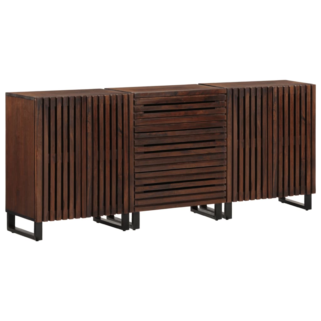 vidaXL Sideboard 3 Stk. 60x34x75 cm Raues Massivholz Mango