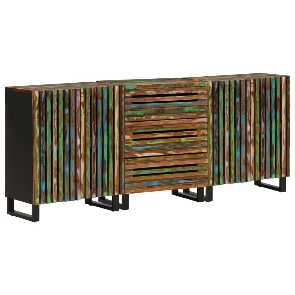 vidaXL Sideboard 3 Stk. 60x34x75 cm Raues Massivholz Mango