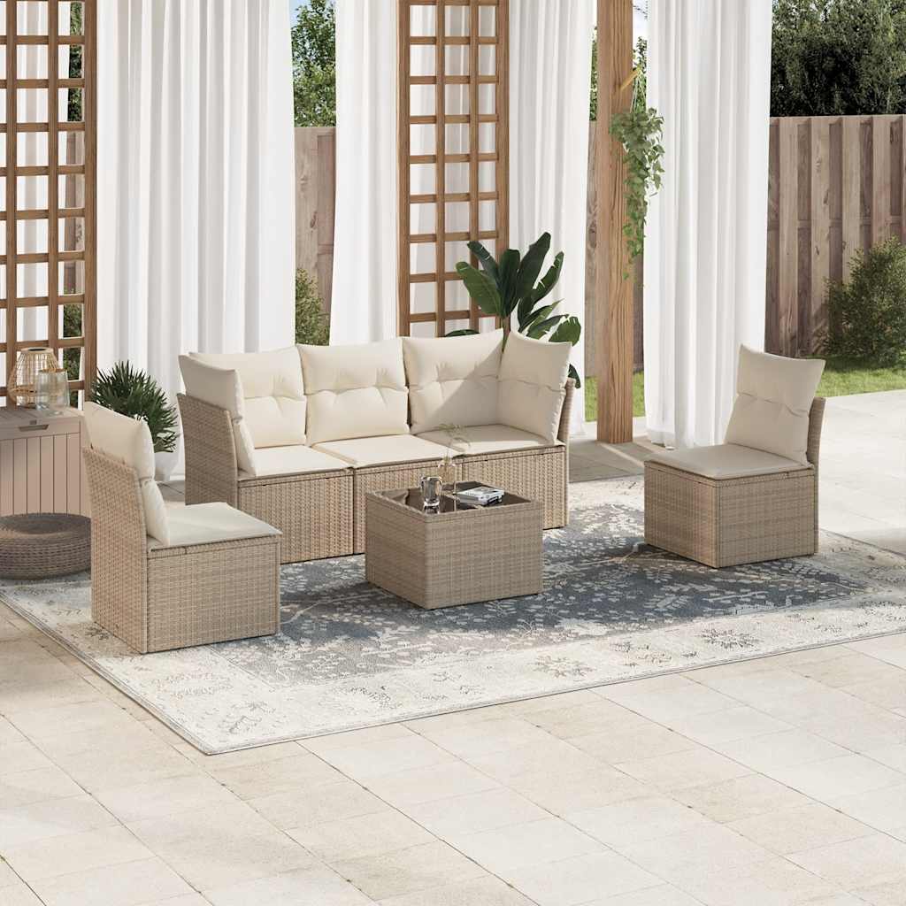 5-tlg. Garten-Sofagarnitur mit Kissen Schwarz Poly Rattan