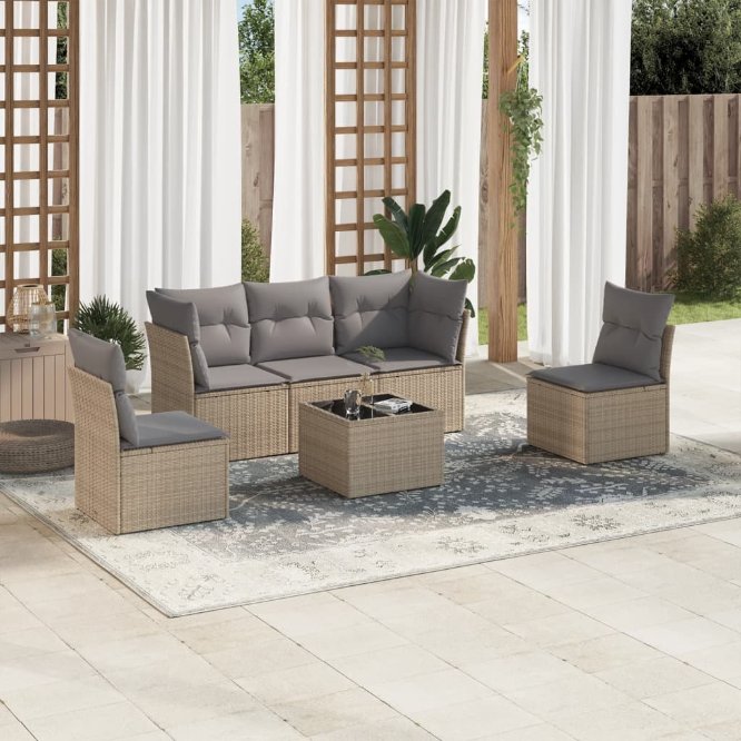 5-tlg. Garten-Sofagarnitur mit Kissen Schwarz Poly Rattan