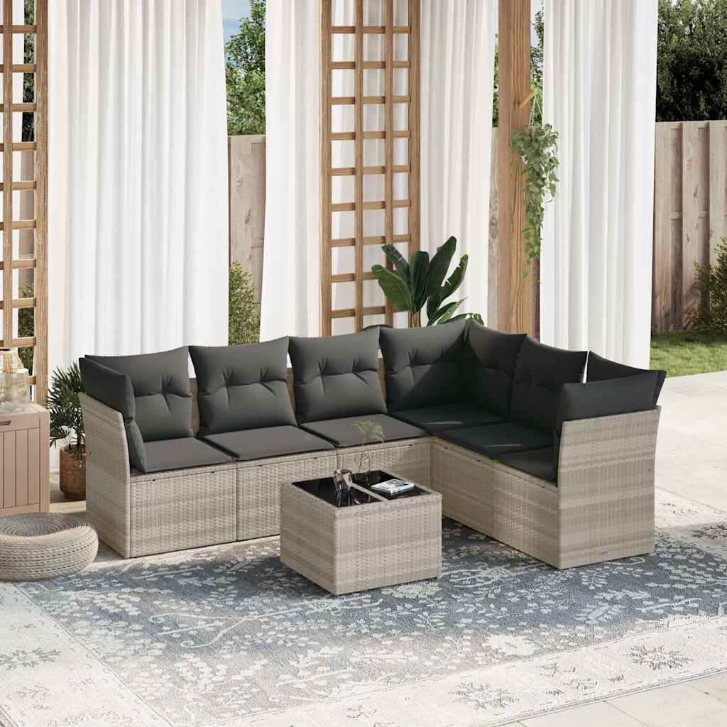 6-tlg. Garten-Sofagarnitur mit Kissen Schwarz Poly Rattan