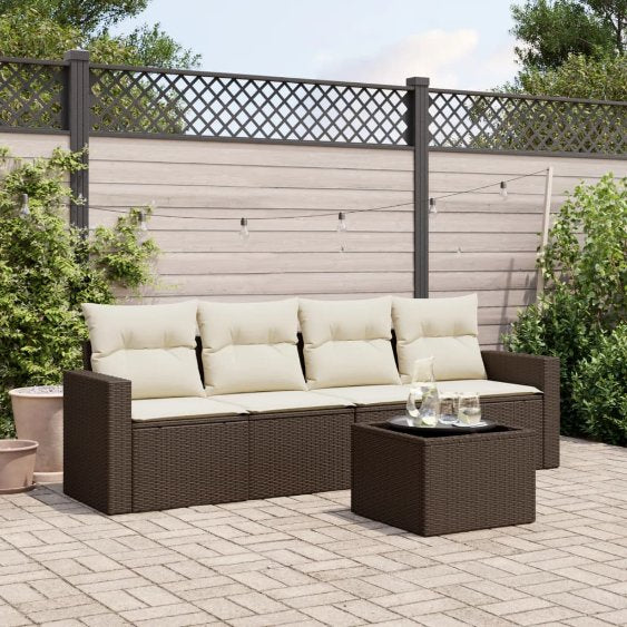 4-tlg. Garten-Sofagarnitur mit Kissen Schwarz Poly Rattan