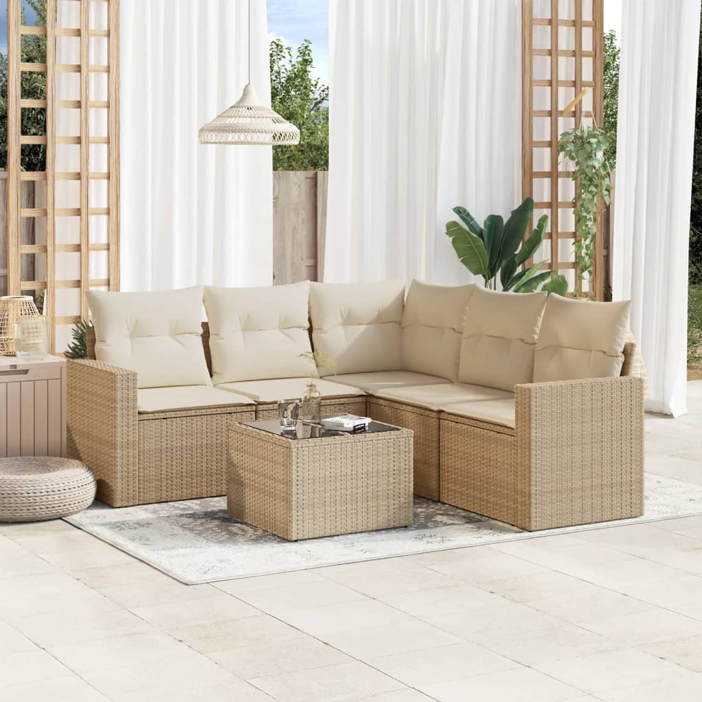 5-tlg. Garten-Sofagarnitur mit Kissen Schwarz Poly Rattan