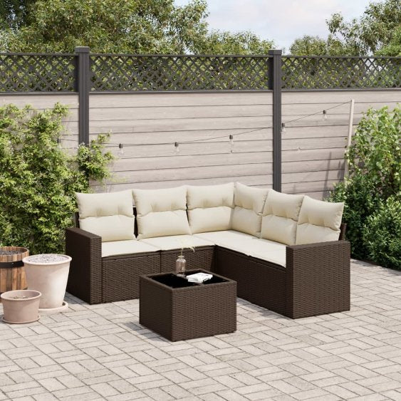 5-tlg. Garten-Sofagarnitur mit Kissen Schwarz Poly Rattan