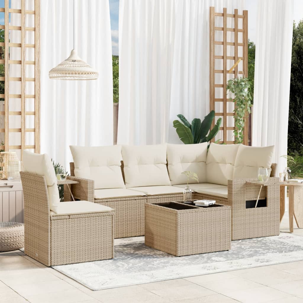 5-tlg. Garten-Sofagarnitur mit Kissen Schwarz Poly Rattan