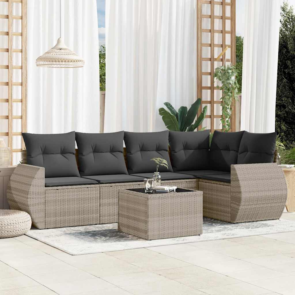 5-tlg. Garten-Sofagarnitur mit Kissen Schwarz Poly Rattan