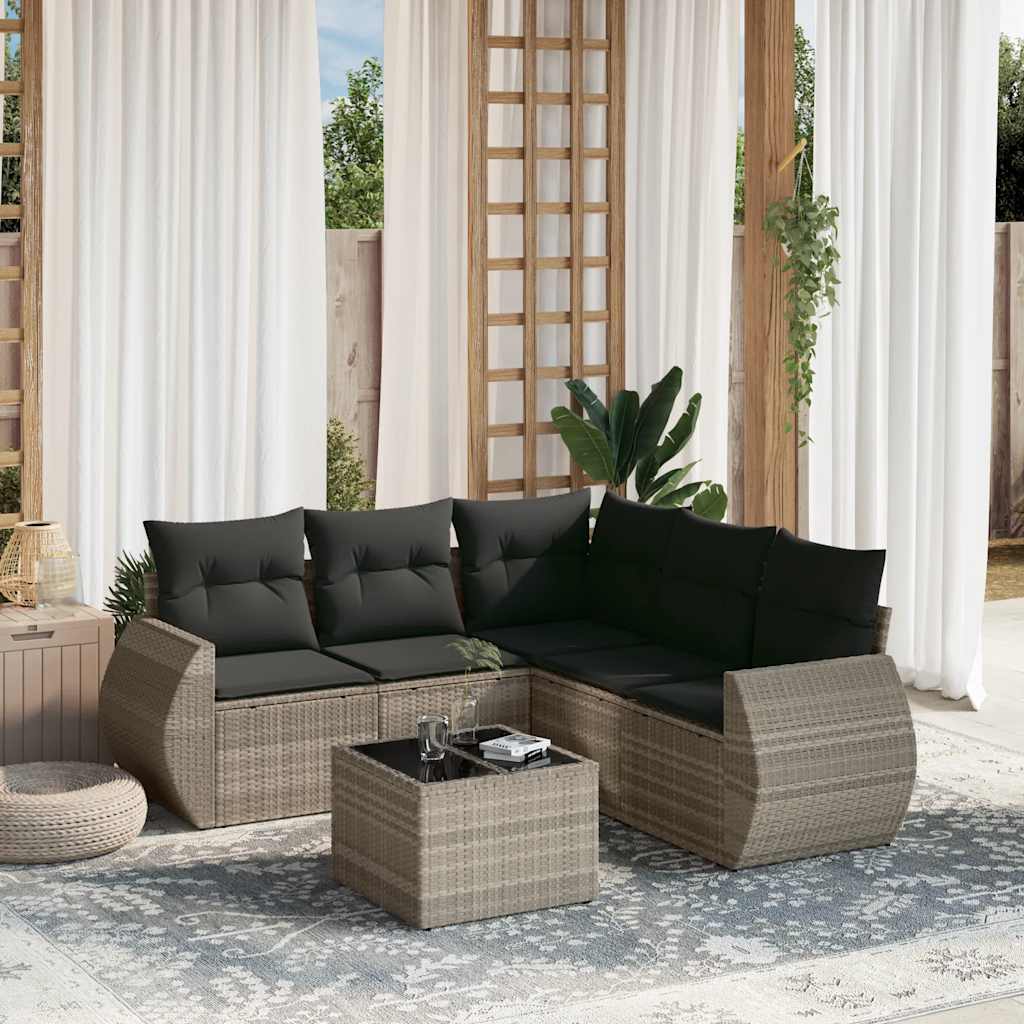 5-tlg. Garten-Sofagarnitur mit Kissen Schwarz Poly Rattan