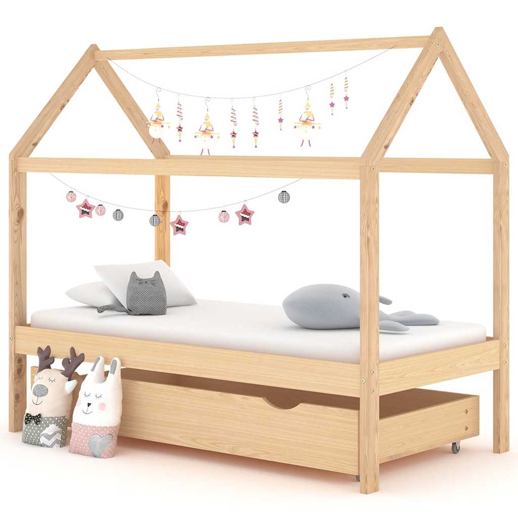 vidaXL Kinderbett mit Schublade Massivholz Kiefer 70x140 cm