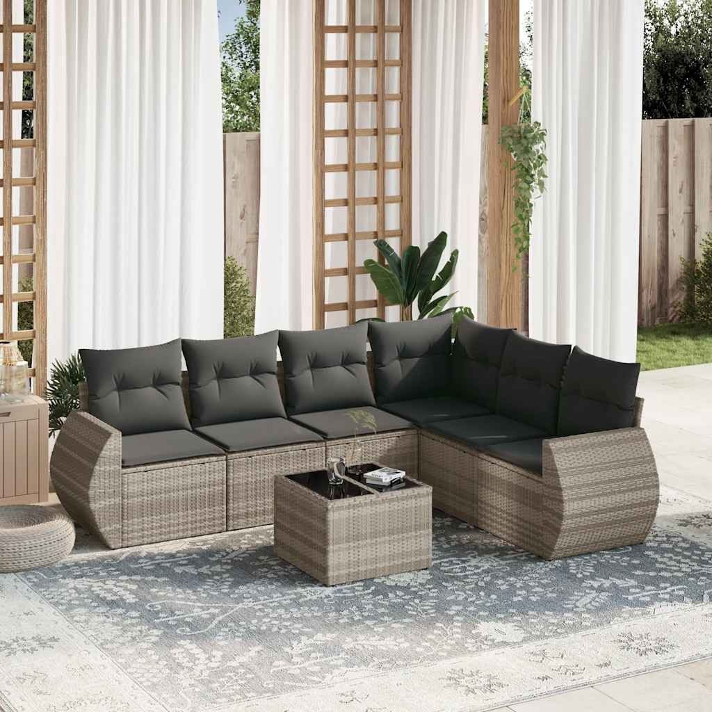 6-tlg. Garten-Sofagarnitur mit Kissen Schwarz Poly Rattan