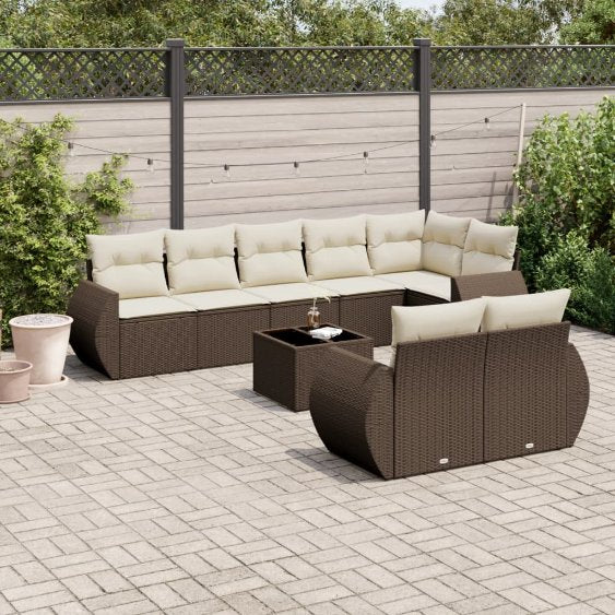 vidaXL 8-tlg. Garten-Sofagarnitur mit Kissen Schwarz Poly Rattan