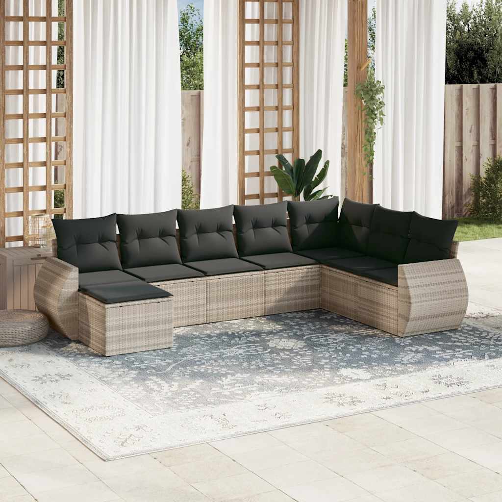 vidaXL 8-tlg. Garten-Sofagarnitur mit Kissen Schwarz Poly Rattan