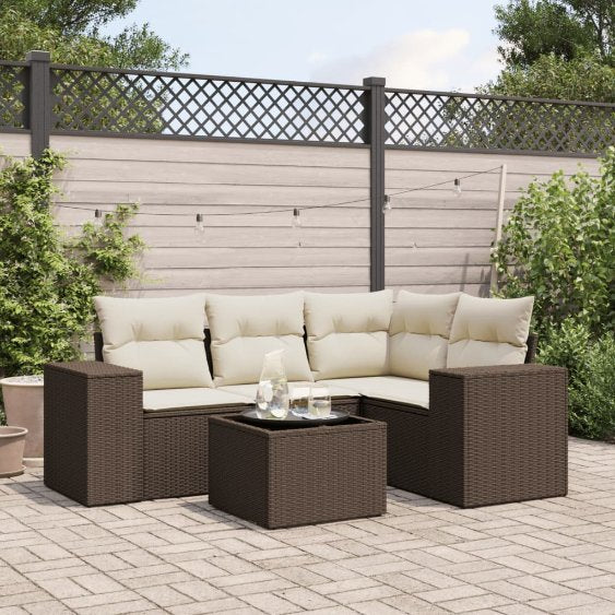 vidaXL 4-tlg. Garten-Sofagarnitur mit Kissen Schwarz Poly Rattan