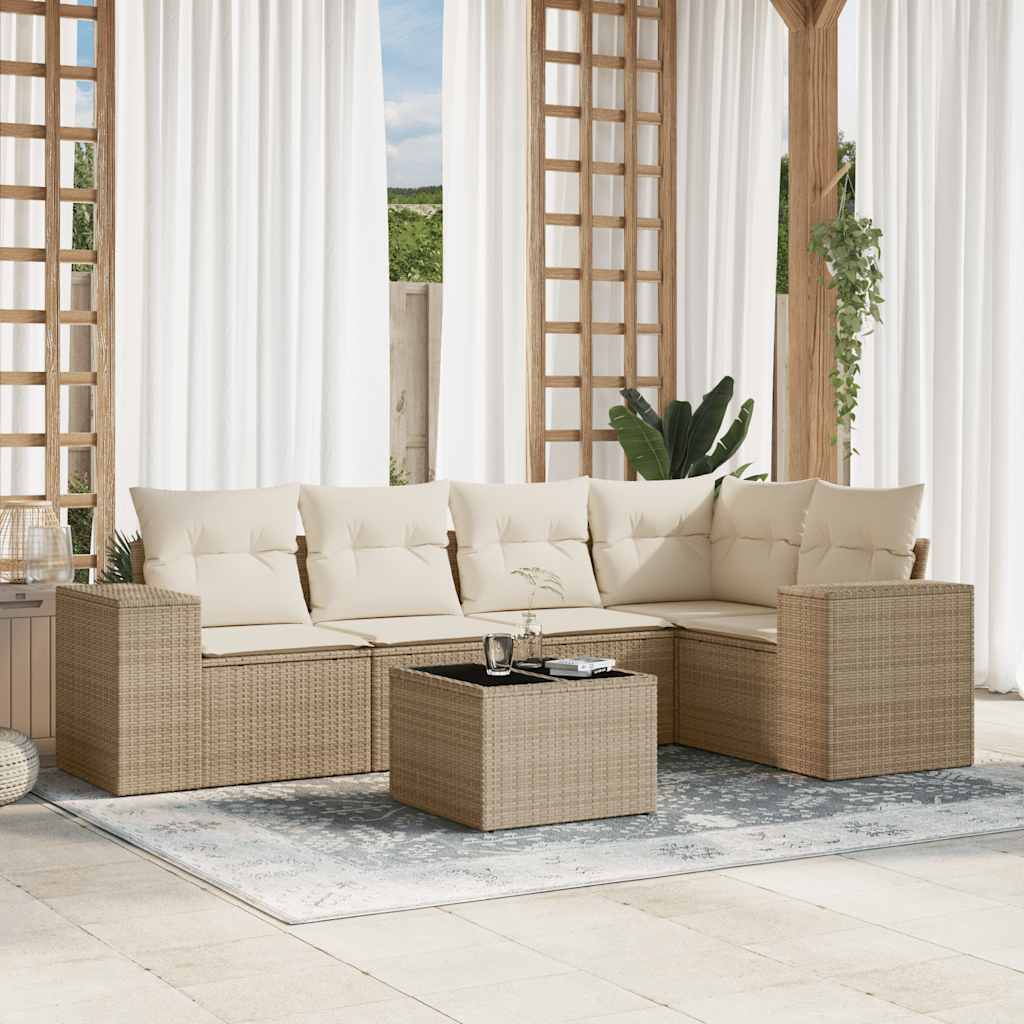 vidaXL 5-tlg. Garten-Sofagarnitur mit Kissen Schwarz Poly Rattan