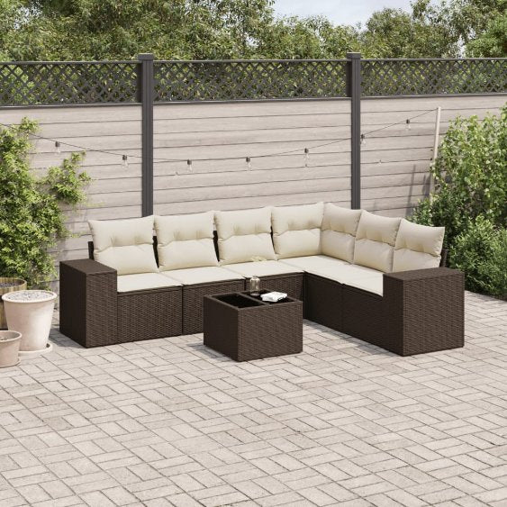 6-tlg. Garten-Sofagarnitur mit Kissen Schwarz Poly Rattan