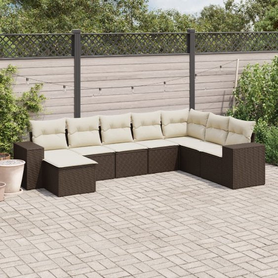 8-tlg. Garten-Sofagarnitur mit Kissen Schwarz Poly Rattan