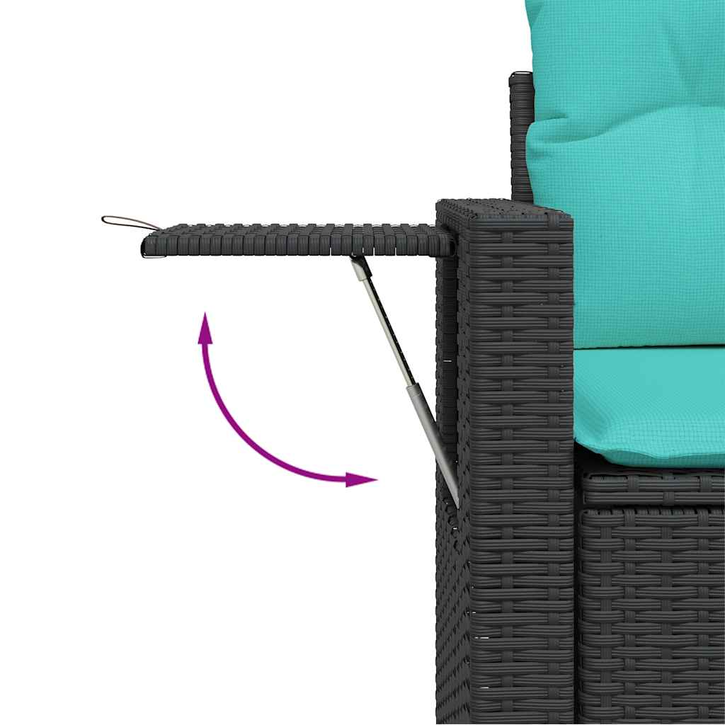 vidaXL 9-teiliges Gartensofa-Set mit Kissen, schwarzes Polyrattan
