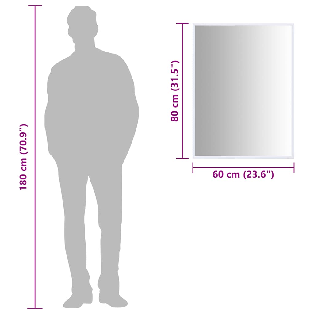 vidaXL Spiegel Weiß 80x60 cm