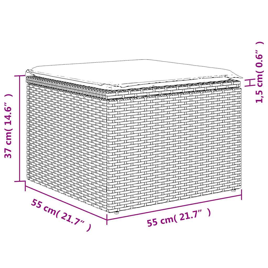 4-teiliges Gartensofa-Set mit Kissen, schwarzes Polyrattan