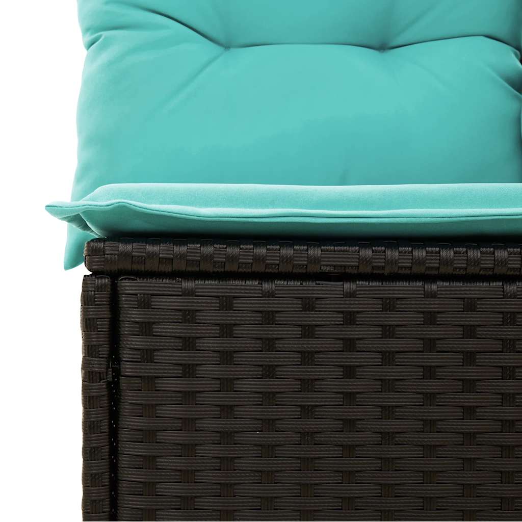 4-teiliges Gartensofa-Set mit Kissen, schwarzes Polyrattan