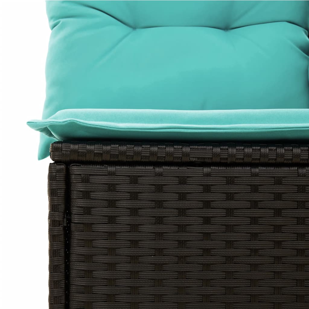 5-teiliges Gartensofa-Set mit Kissen, schwarzes Polyrattan