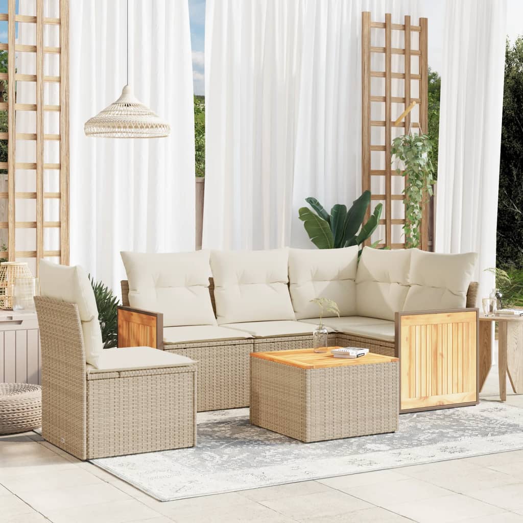 5-tlg. Garten-Sofagarnitur mit Kissen Schwarz Poly Rattan