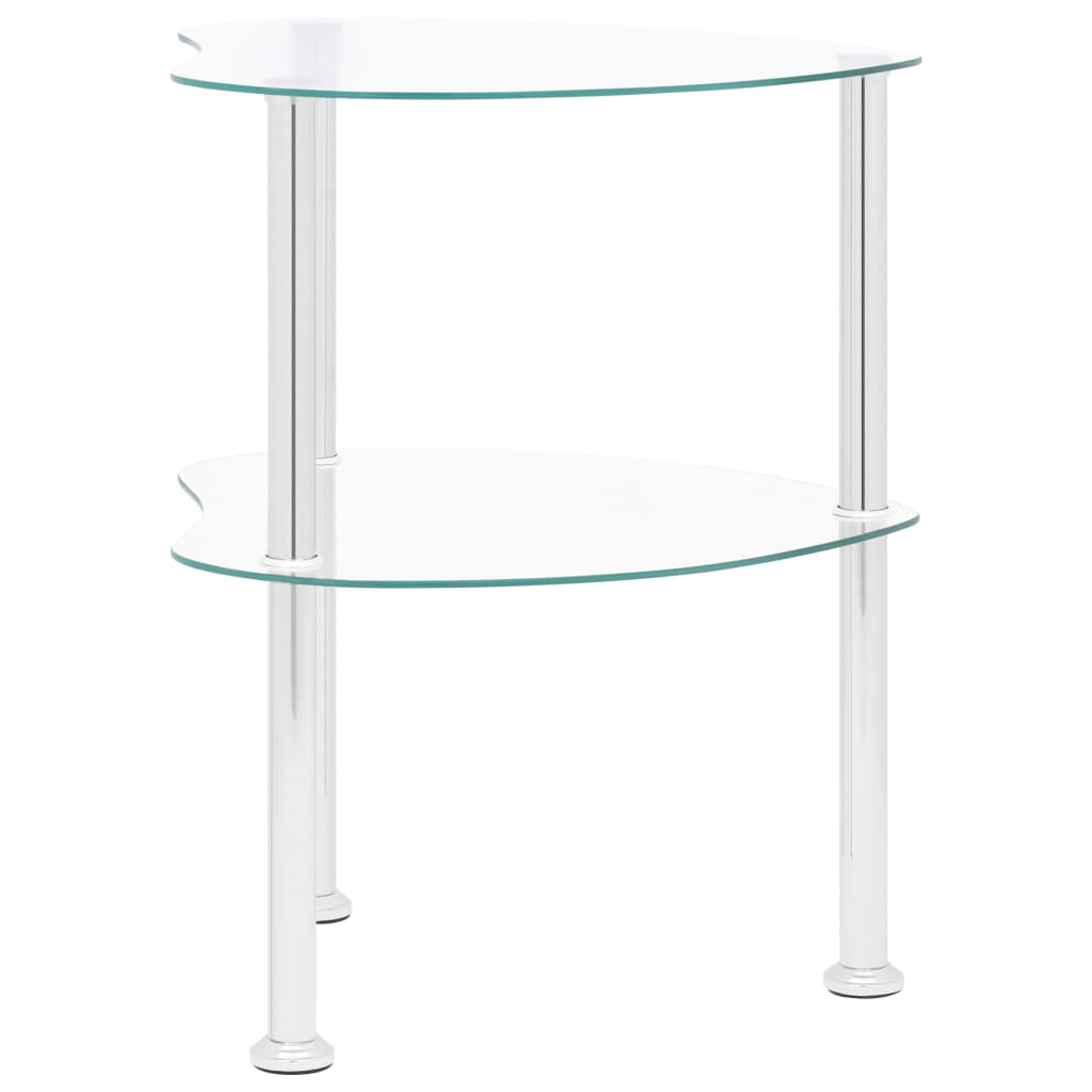 vidaXL Beistelltisch mit 2 Ablagen Transparent 38x38x50 cm Hartglas