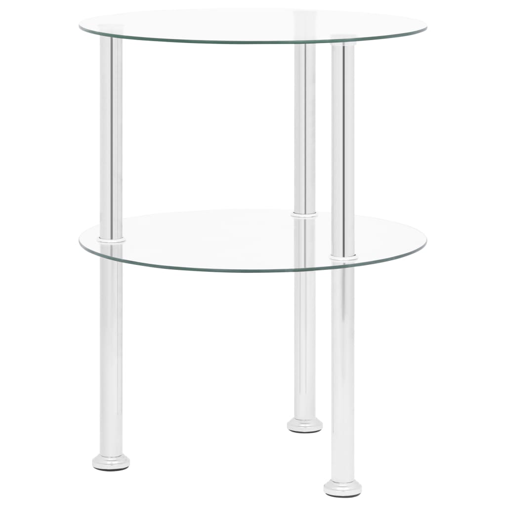 vidaXL Beistelltisch mit 2 Ablagen Transparent 38x38x50 cm Hartglas