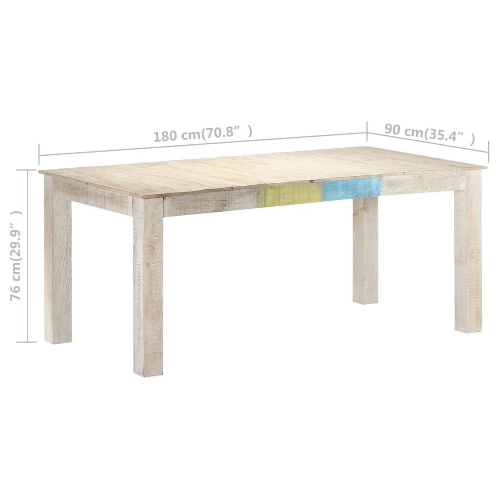 vidaXL Esstisch Weiß 180x90x76 cm Mango Massivholz